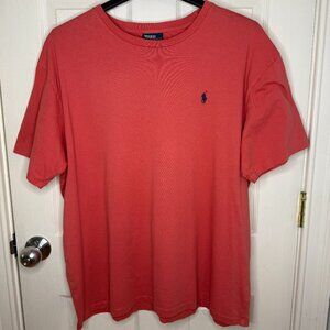Polo Ralph Lauren Salmon Red Short Sleeve T-Shirt Blue Pony Logo Size XXL